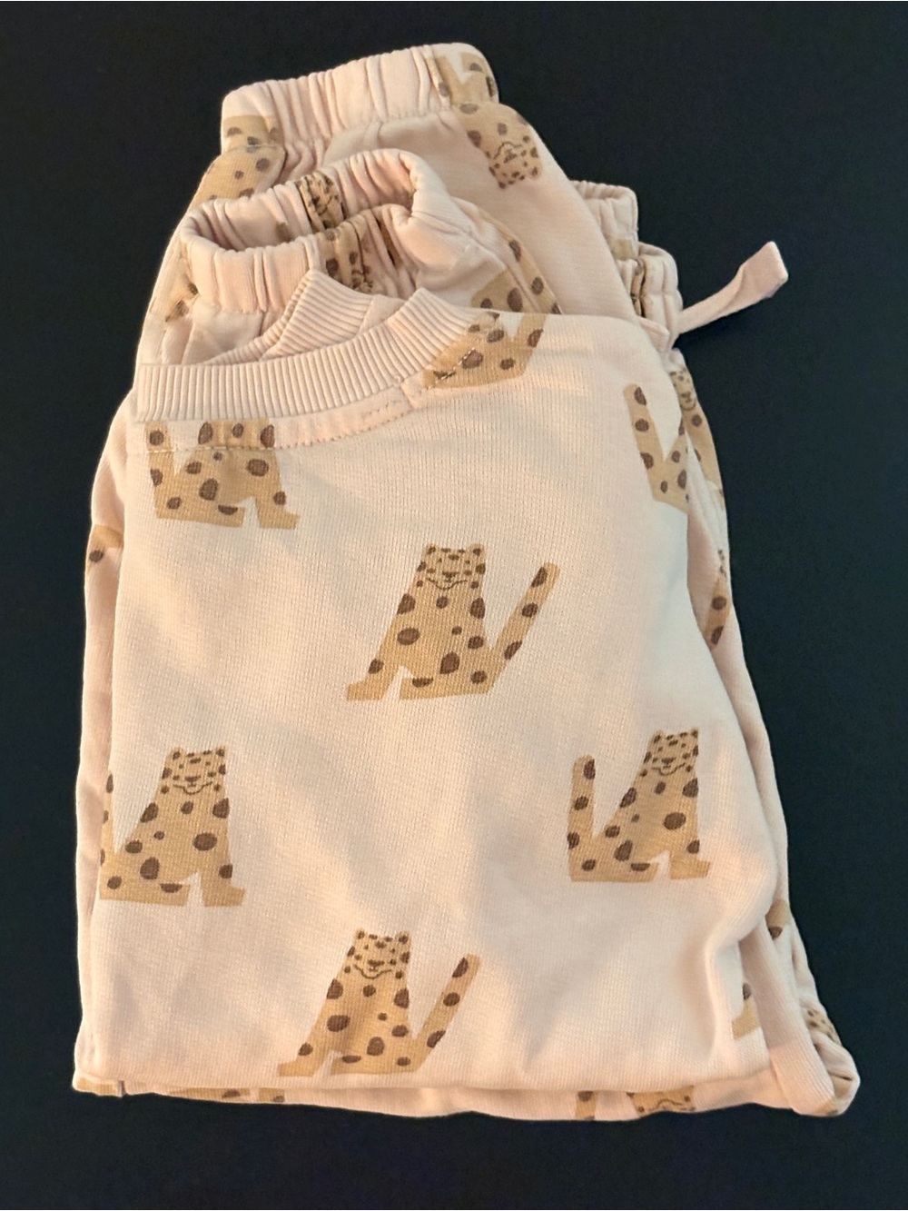 Hanna Andersson Light Pink Leopard Cat Print Sweatshirt and Sweatpants Set